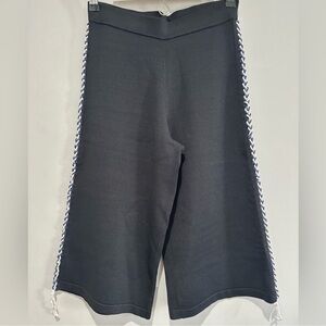 Jonathan Simkhai Black Capri Culottes Blue White Lace Up Sides Size Small